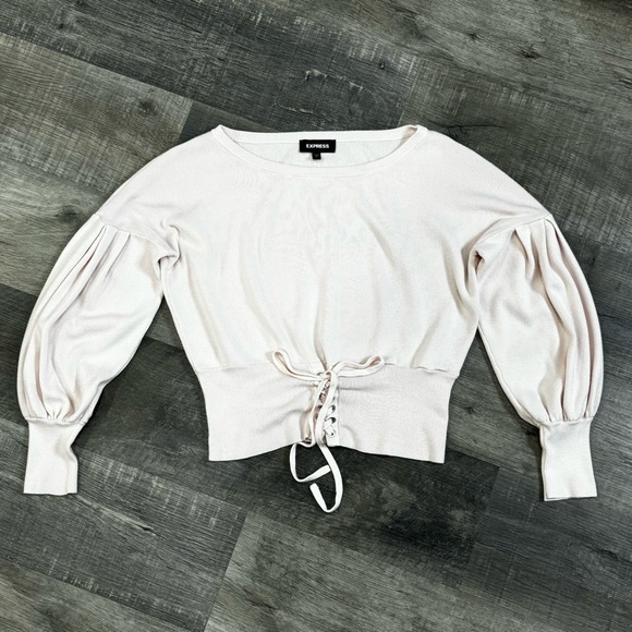 Express Corset, Puff Sleeve Sweater in light, soft pink, EUC - Picture 8 of 11